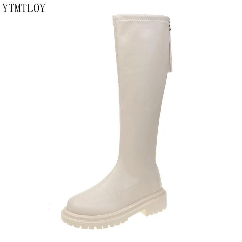 Winter Long Band Women's 2022 Boots Knee High Luxury Platform Shoes Ytmtloy Zipper Round Toe Square Heel Botines De Mujer Sexy