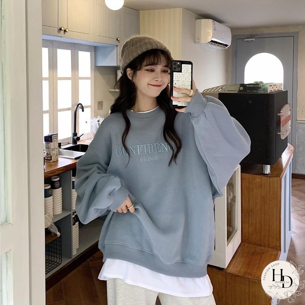 French Vintage Full Sleeve Sweatshirt Streetwear New Trendy Loose Fake Two Pullover 90S Embroidered Round Neck Women Hoodie