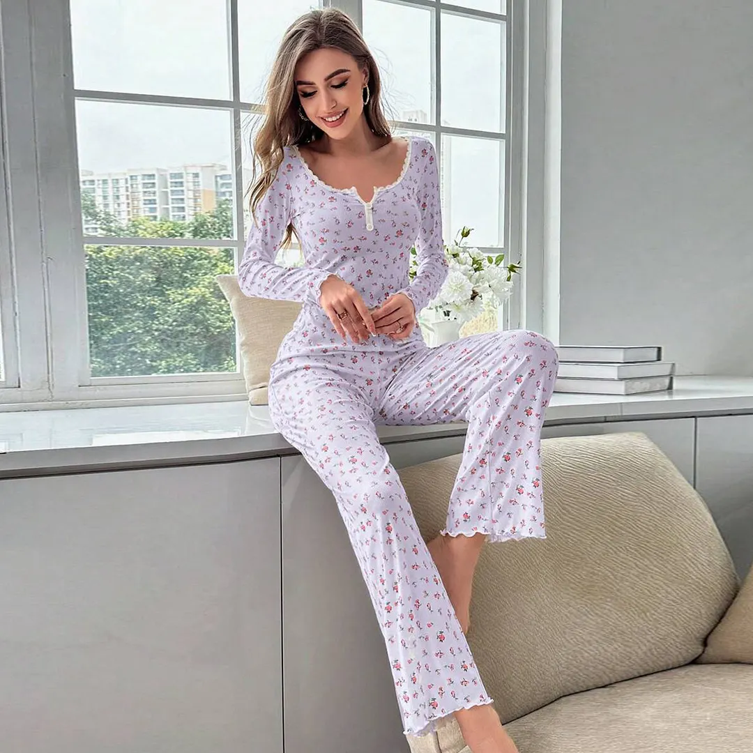 Churchf Exploding Autumn And Winter Home Clothes Sexy Casual Fashion Long-Sleeved Trouser Pyjamas Two Sets Of Women