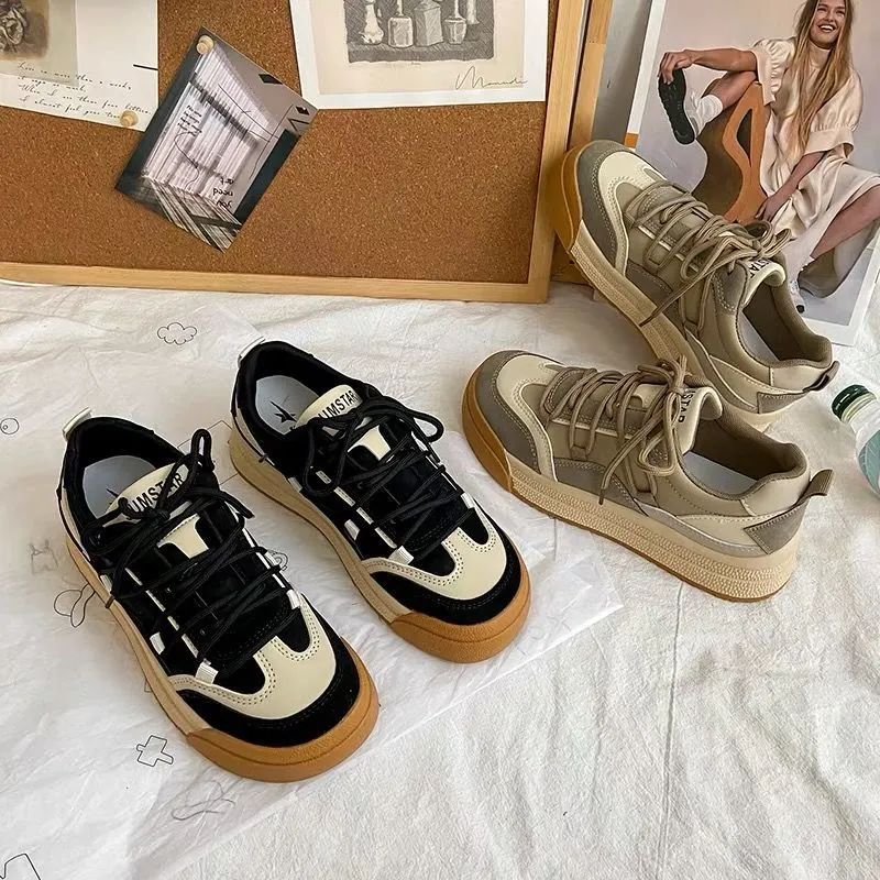 2022 New Patchwork Plush Zapatillas Mujer Fashion Black Ladies Footwear Casual PU Woman Vulcanize Shoes Winter Students Shoes