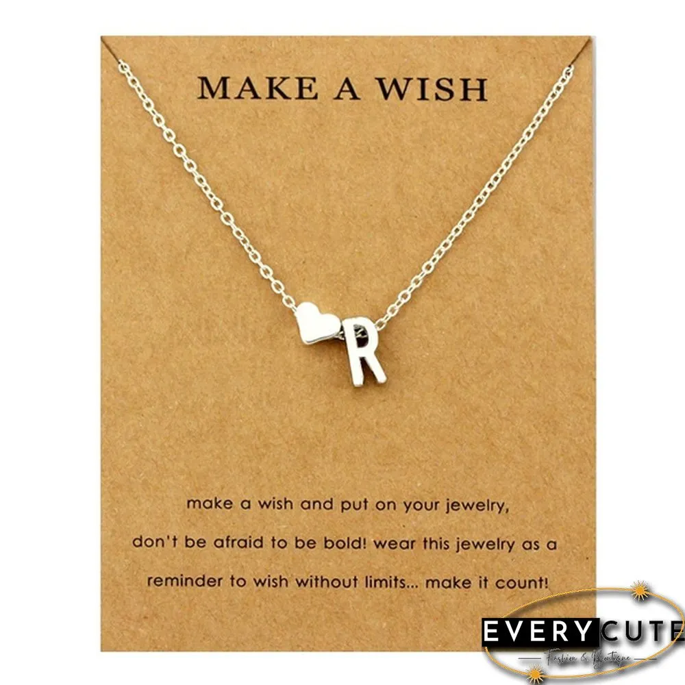 Fashion 26 Letters Sweater Chain Necklace Tiny Love Heart Pendants for Women Collier Lovers Gift Choker Necklace Pendant Gifts Jewelry Friendship Gifts