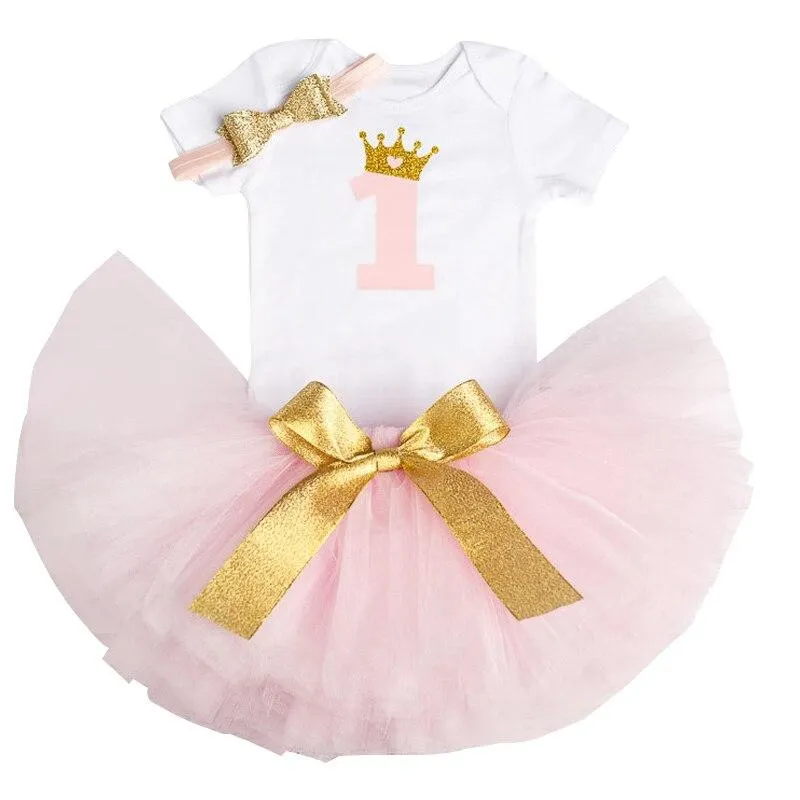 Fantasy 1 2 Year Birthday Baby Girl Dress Summer Girls Dots Clothes Kids Dresses For Girl Party Tutu Tutu Outfits 3pcs Clothing