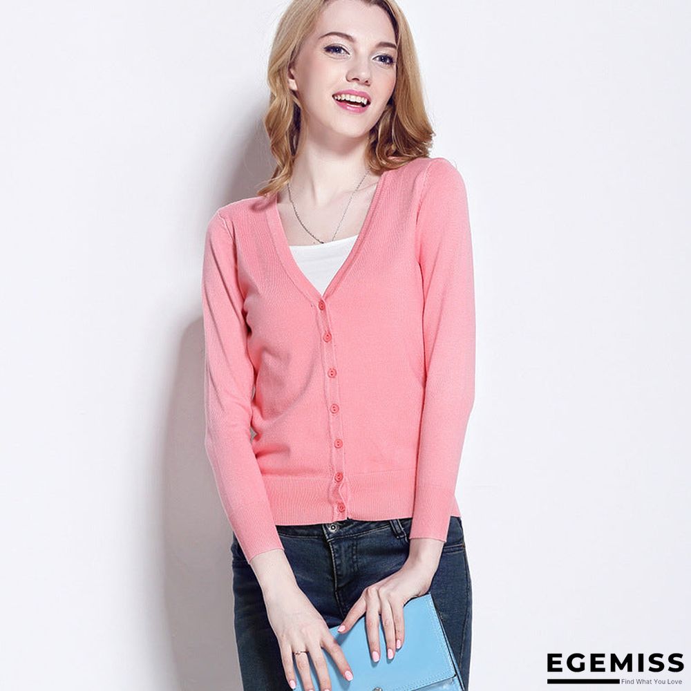Cardigan Long Sleeve V Neck Air Conditioned Shirt Slim and Simple | EGEMISS