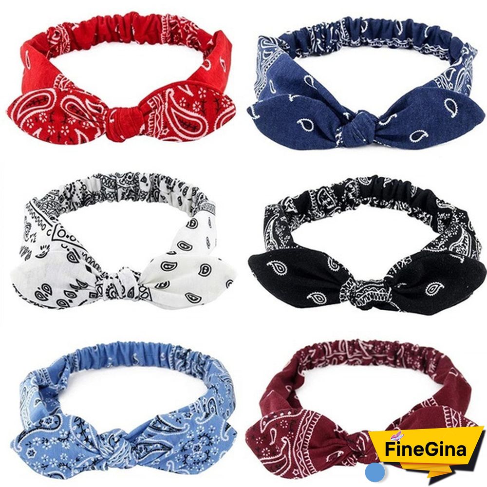 Bohemian Girls Hairband Hair Accessories Print Headbands Vintage Women Headband Cross Top Knot Elastic Hairband Soft Bandanas