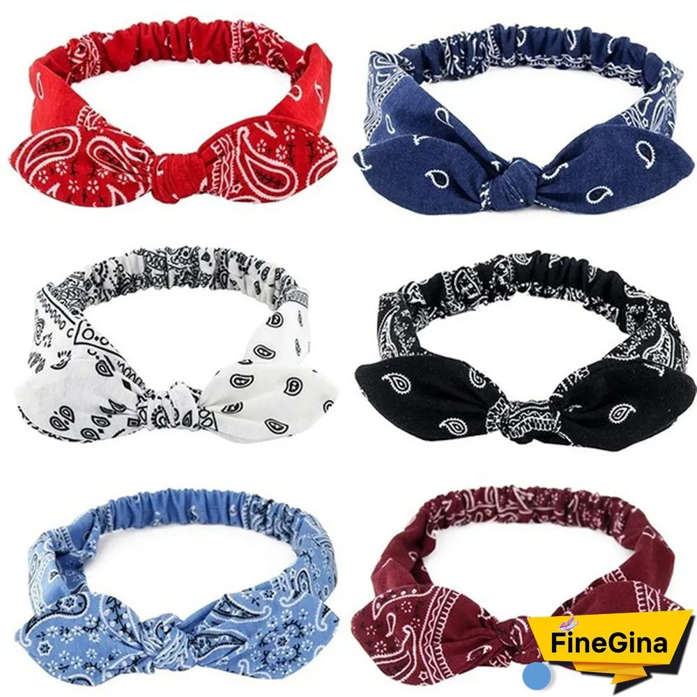 Bohemian Girls Hairband Hair Accessories Print Headbands Vintage Women Headband Cross Top Knot Elastic Hairband Soft Bandanas