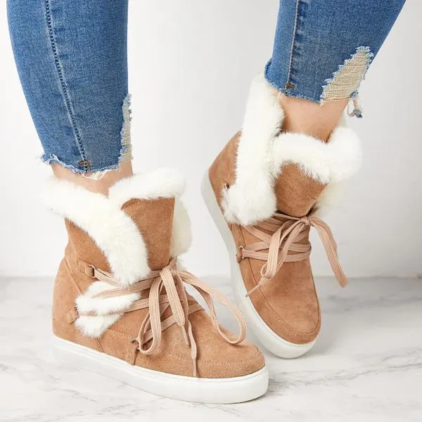 Women's Winter Warm Wedge Heel Suede Boots