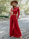 Casual Simple Long Sleeves+Wide Leg Suits