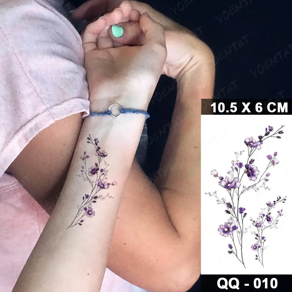 Waterproof Temporary Tattoo Sticker Small Lines Flowers Flash Tatoo Geometry Hand Arm Wrist Fake Tatto For Body Art Women Child