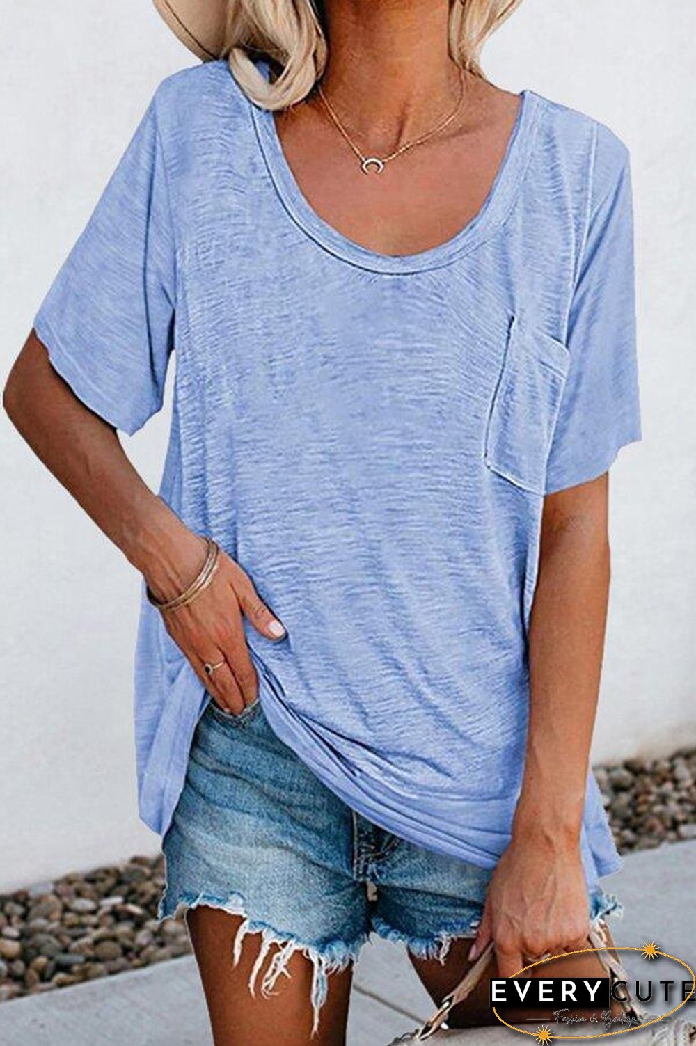 Solid Color Casual Short Sleeve T-Shirt