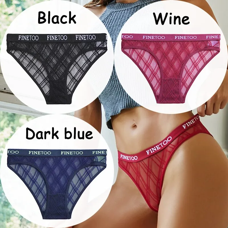 Billionm Lace Panties Women's Underwear Perspective Sexy Panties Female Underpanties Mesh Briefs Girls Intimates Lingerie M-XXL
