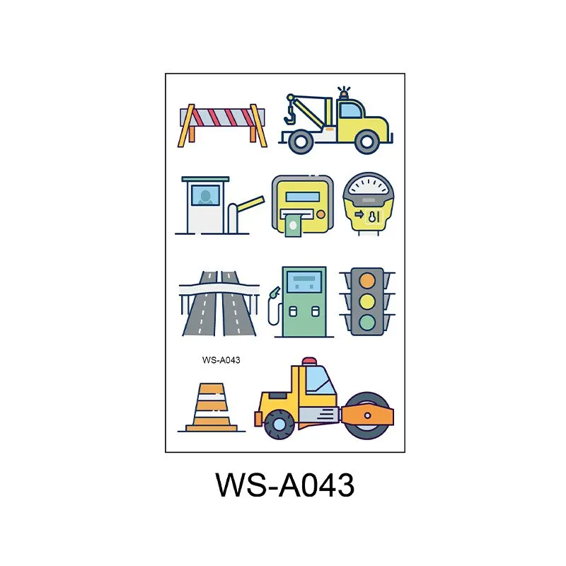 10 Kinds Cartoon Cars Tattoos Disposable Children Aircraft Vehicle Cognitive Stickers Waterproof Temporary Face Arm Makeup