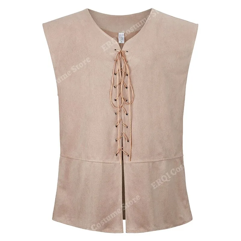 Billionm Vest Faux Leather Medieval Waistcoat for Men Cosplay Chevalier Costume Plus Size Renaissance Vest Brown Black Blue
