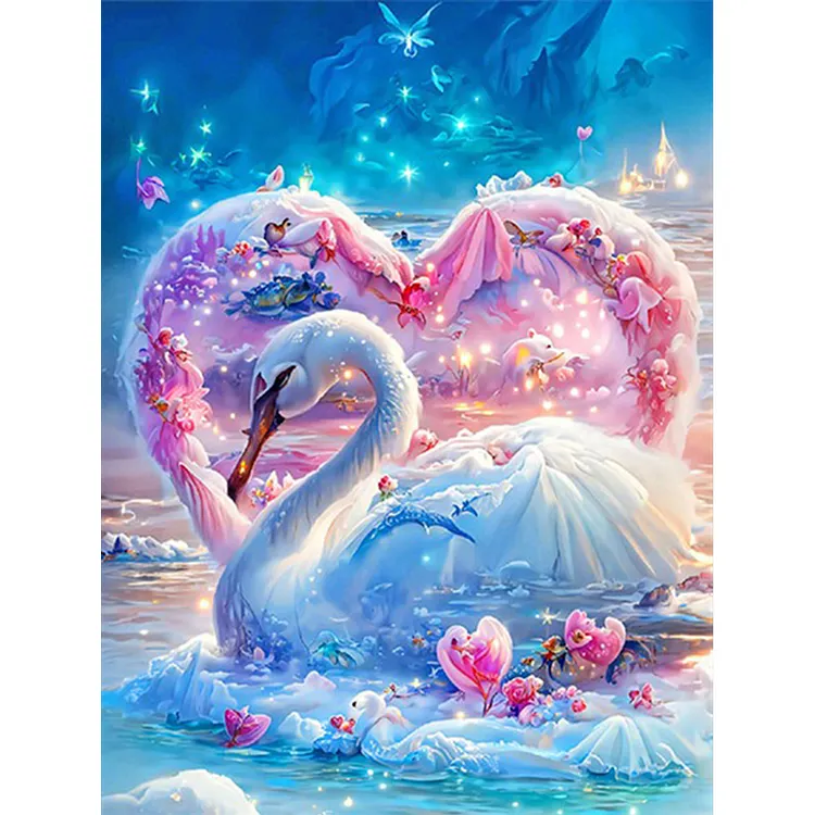Romantic Fantasy Swan 30*40CM(Canvas) Full Round Drill Diamond Painting gbfke