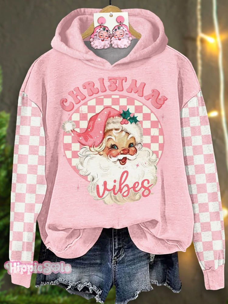 Women&rsquo;s Lovely Christmas Santa Art Print Casual Sweatshirt Pink / S