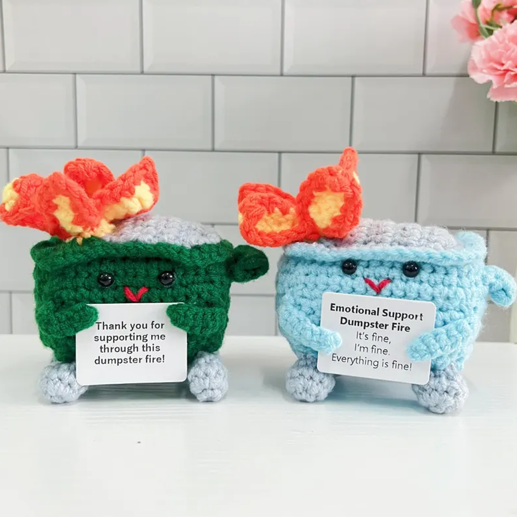 💖Handmade Crochet Dumpster Fire🎁Emotional Support Gift