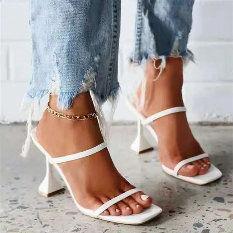 2022 Brand Women Summer Outdoor Sandal High Square Heel  Ladies Women Slipper Elegant Women Slides Shoes  Woman Slippers