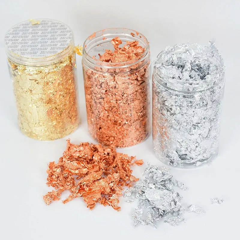 10g Imitation Gold Leaf Flakes Sequins Glitters Confetti for Painting DIY Nail Art Foil Decorative Paper Dessert Cake Decoration