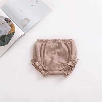 Summer New Baby Chiffon Fashion Casual Large PP Shorts Infant Solid Color Cotton Linen Bloomers Toddler Girls Bread Pants