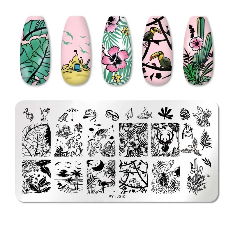 PICT YOU Spring Series Nail Stamping Plates Stencil Stainless Steel Tools Nail Art Stamp Template Design Printing Tools-Nail Inspo