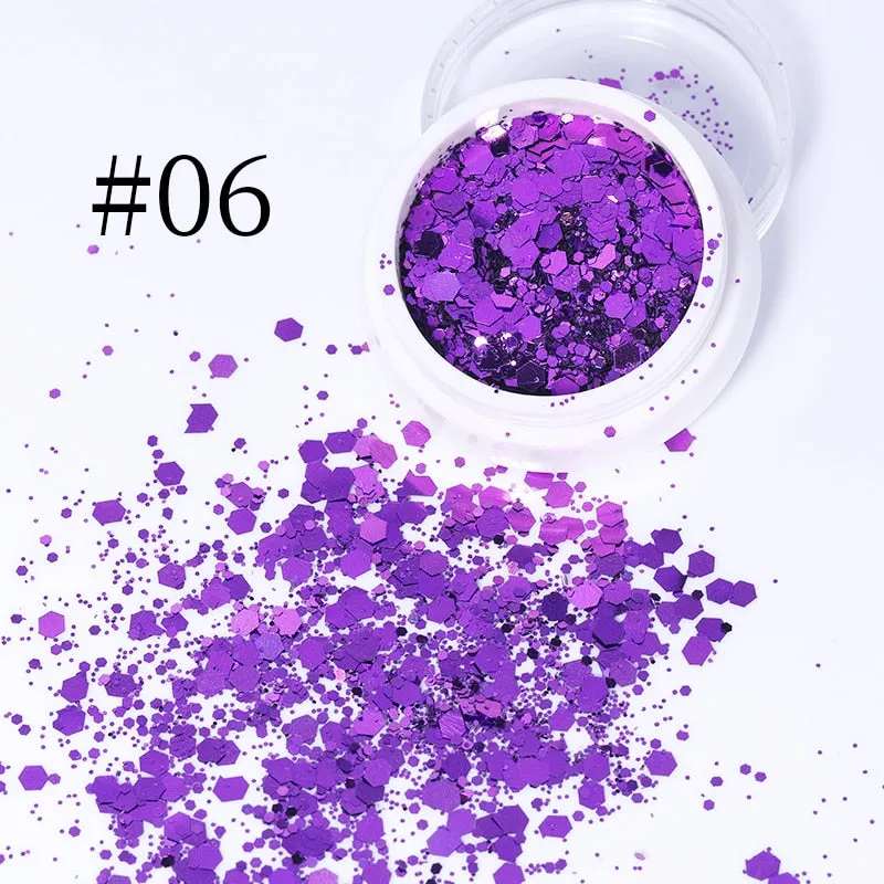 Iridescent 3D Ultrathin Sequins Nail Glitter Flakes Slices Purple White Sparkly DIY Tips Dazzling Paillette Nail Art Decorations