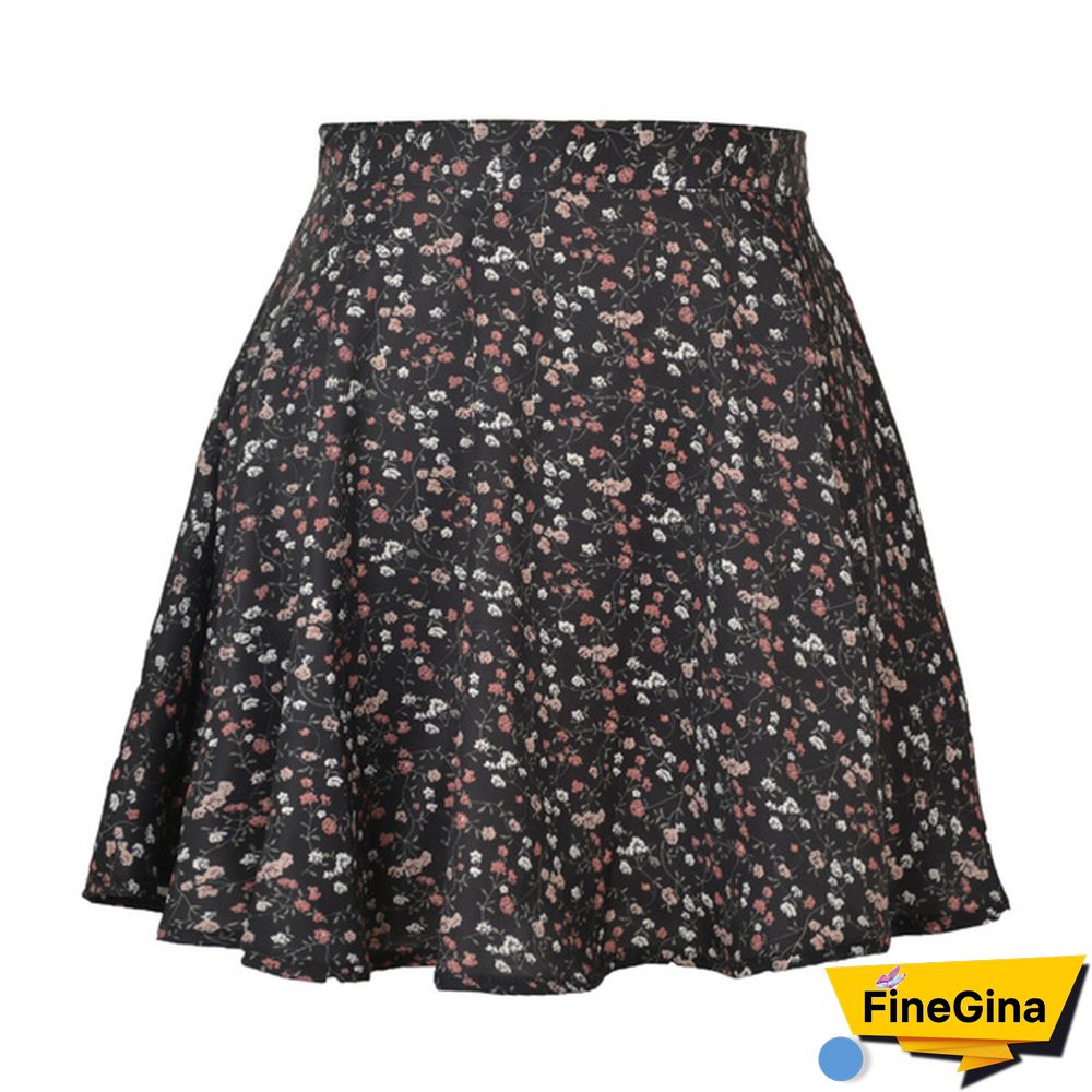 Summer Women Mini Skirt Harajuku Floral Invisible Zipper Chiffon Tall Waist Umbrella Skirt Ladies Sweet Elegant Y2K Clothes