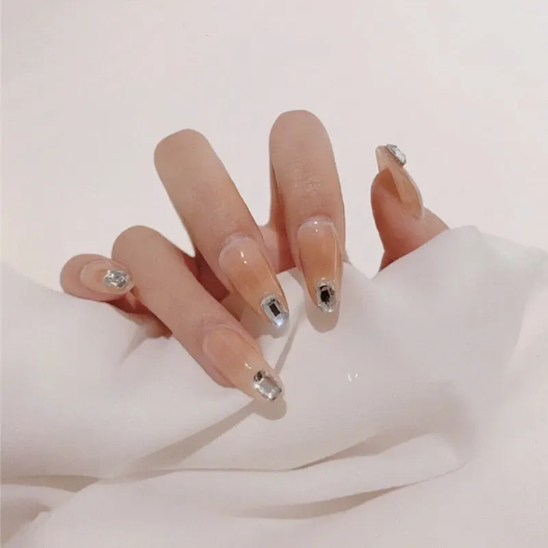 24pcs Butterfly Nail Patch Glue Type Removable Long Paragraph Fashion Manicure Wearable False Nails Patch With Glue Fake Nails-Nail Inspo