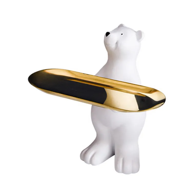 【Ornament】Home Decor Resin Ornaments-Polar Bear Statue Storage Tray gbfke