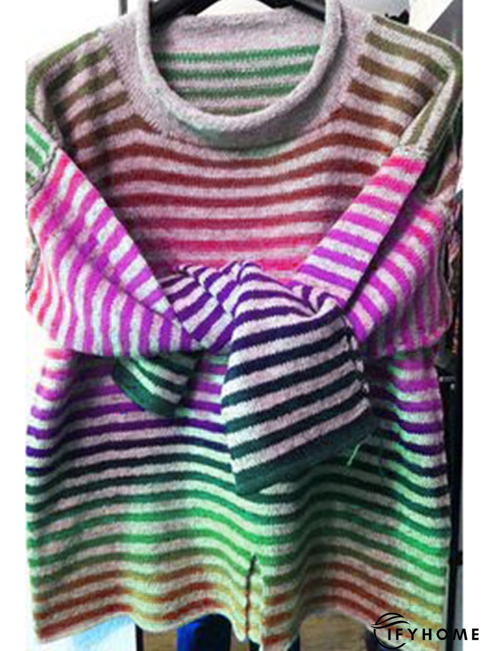 Striped Casual Crew Neck Long Sleeve Knitwear & Sweater | IFYHOME