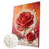 Red Roses DIY Pearl Painting Kit with Frame 30x40cm Pearl Gem Paintings Picture Arts Craft for Adults Beginners Gift Home Wall Decor