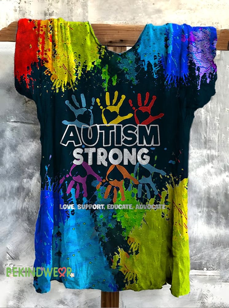 Women&rsquo;s Autism Strong Love Supports Educational Advocacy Printed Short-Sleeved T-Shirt As shown / S