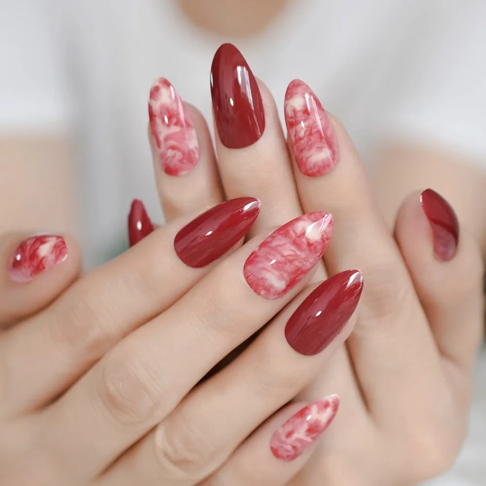 Pearl Shine Glossy Fake Nails Shimmer White Square Ombre French Nail Faux Ongles Gradient Medium Fingernails with Gluetabs-Nail Inspo
