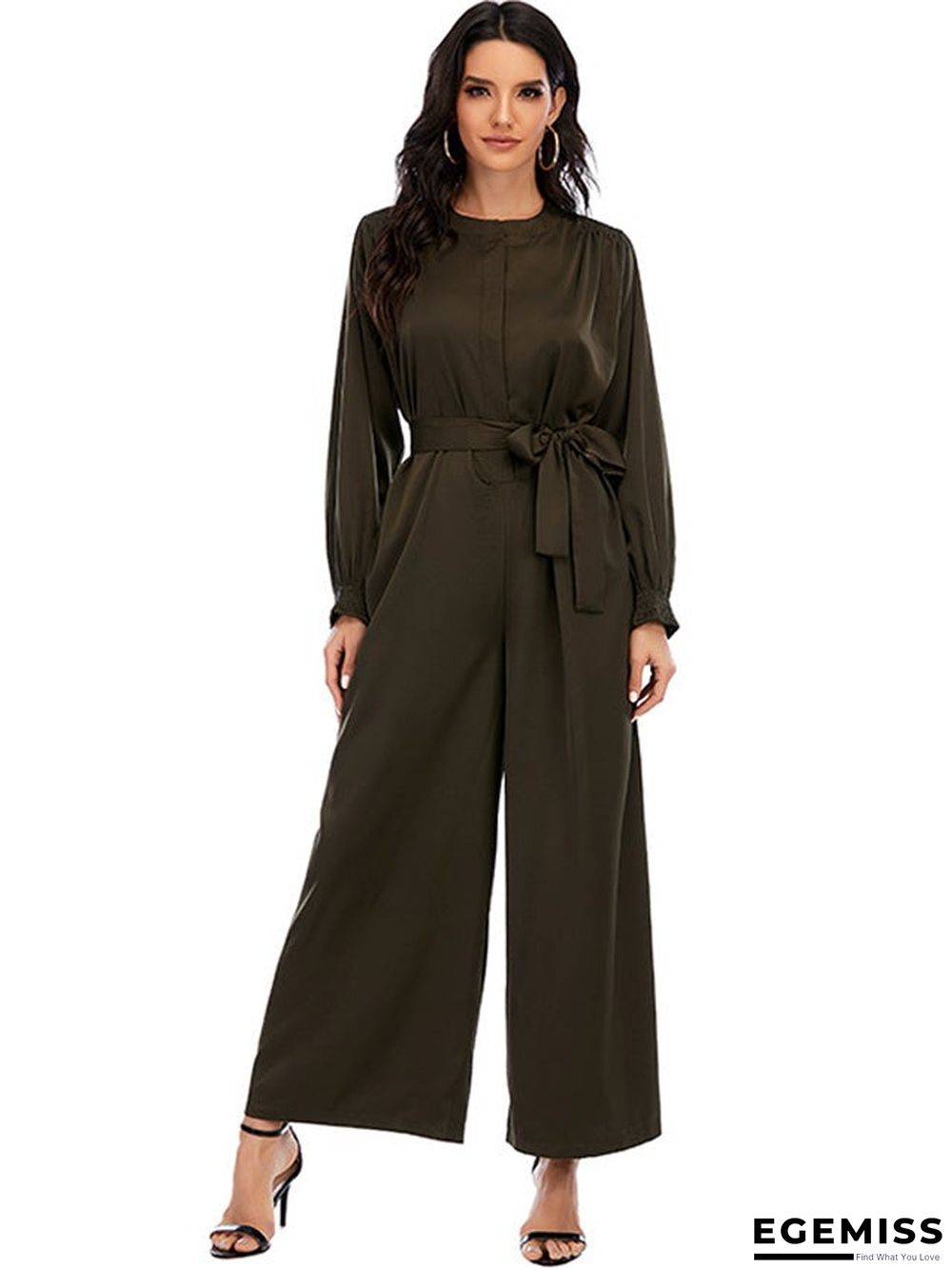 Fashion Jumpsuit Solid Color Waist Temperament Wide-leg Pants | EGEMISS