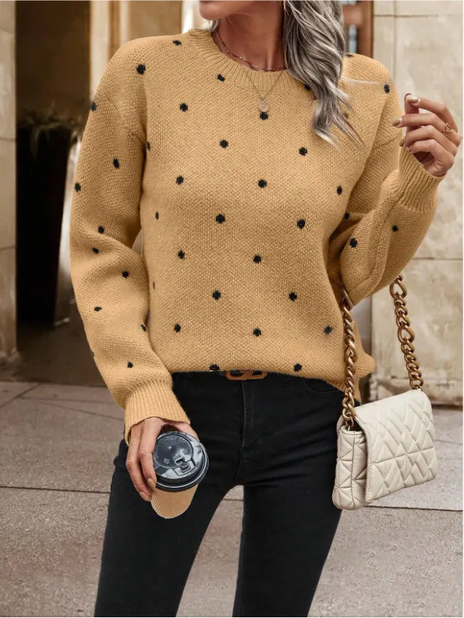 Athvotar Athvotar Point T-Shirt With Long-Sleeved Knitted Jersey Temperament Elegant Loose Sweater