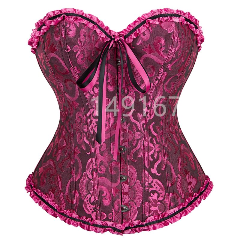 Billionm Sapubonva Corset Sexy Women's Plus Size Corsets and Bustiers Overbust Floral Gothic Brocade Corselet Clothing Top White Black