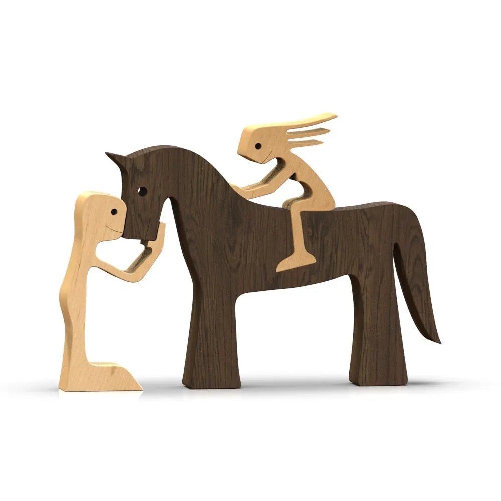Family Puppy Wood Dog Craft Figurine Desktop Table Ornament Carving Model Creative Home Office Decoration Love Pet sculpture 515-1
