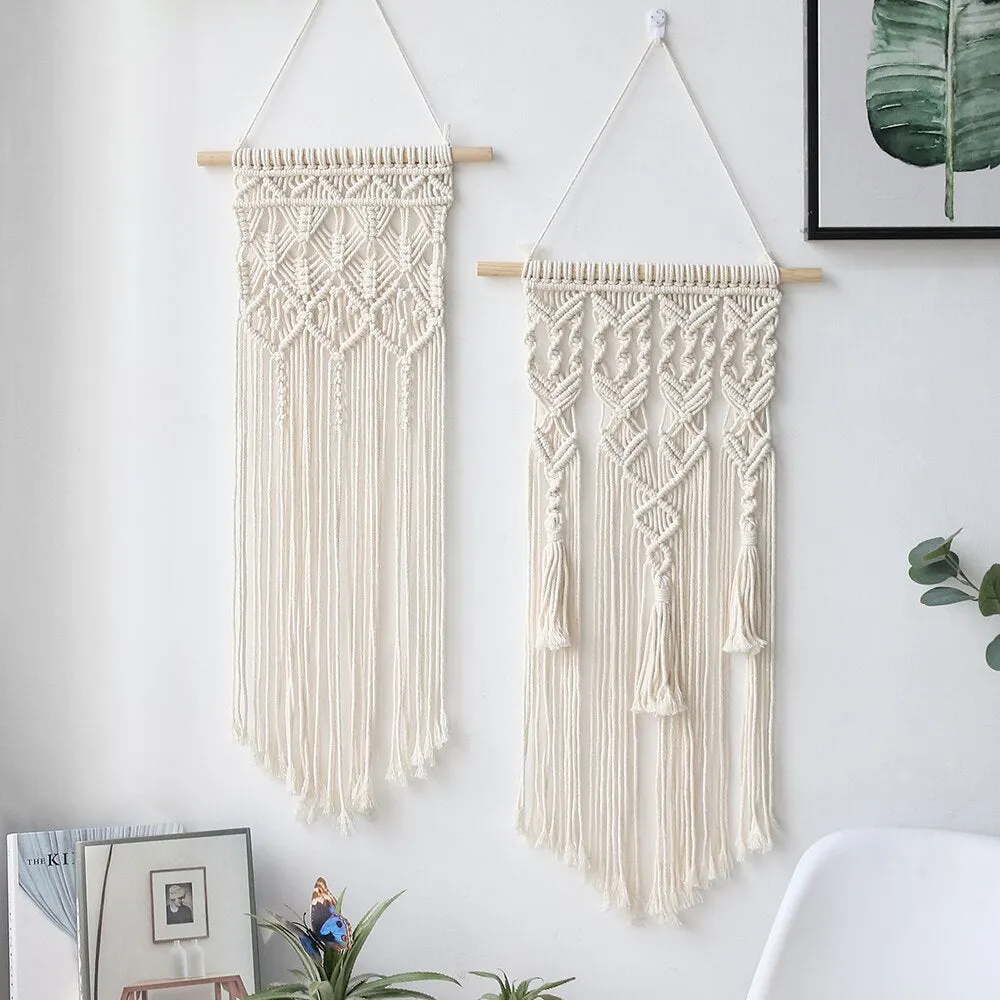 Macrame Wall Hanging Woven Boho Chic Wall Decor, Beautiful Geometric Wall Art for Apartment, Dorm Room Home Decoration