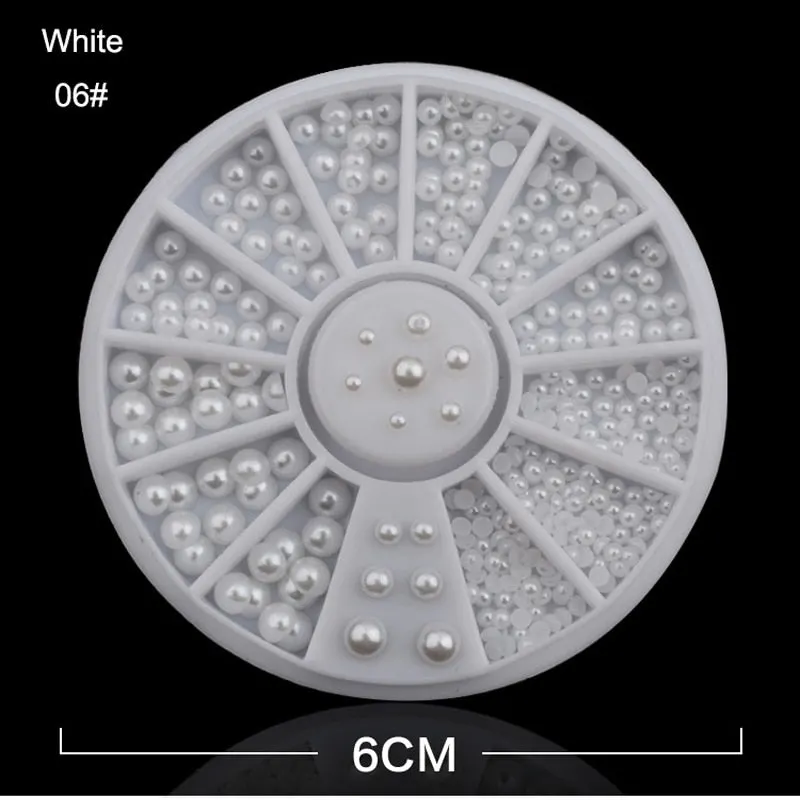 Nail Wheel Decoration Fashion 2mm 3mm White Off-White Semi-Round Pearl Designs Nail Decorate Beauty Salons-Nail Inspo