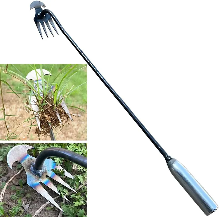 New Weeding Artifact Uprooting Weeding Tool, 16 Inch Premium Steel Weed Puller 4 Teeth Dual Purpose Hand Weeder Tool, Weeding Pulling Tool for Gardening with Long Handle