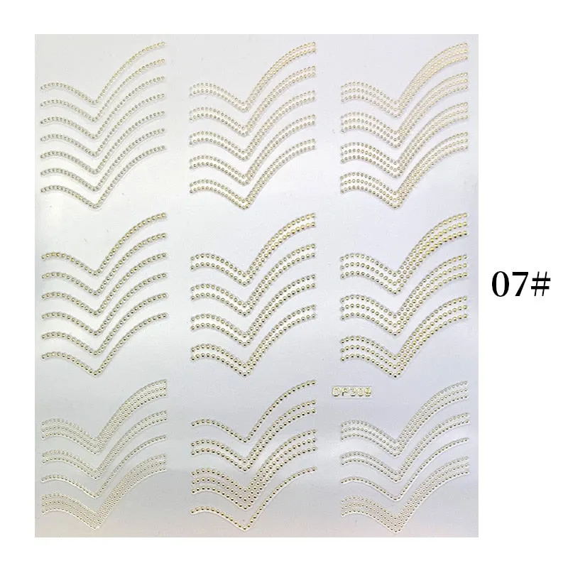 1 Sheet Christmas 5D Nail Stickers Gold And Sliver Snowflakes Transfer Nail Decals Slider Decoration For Manicuries