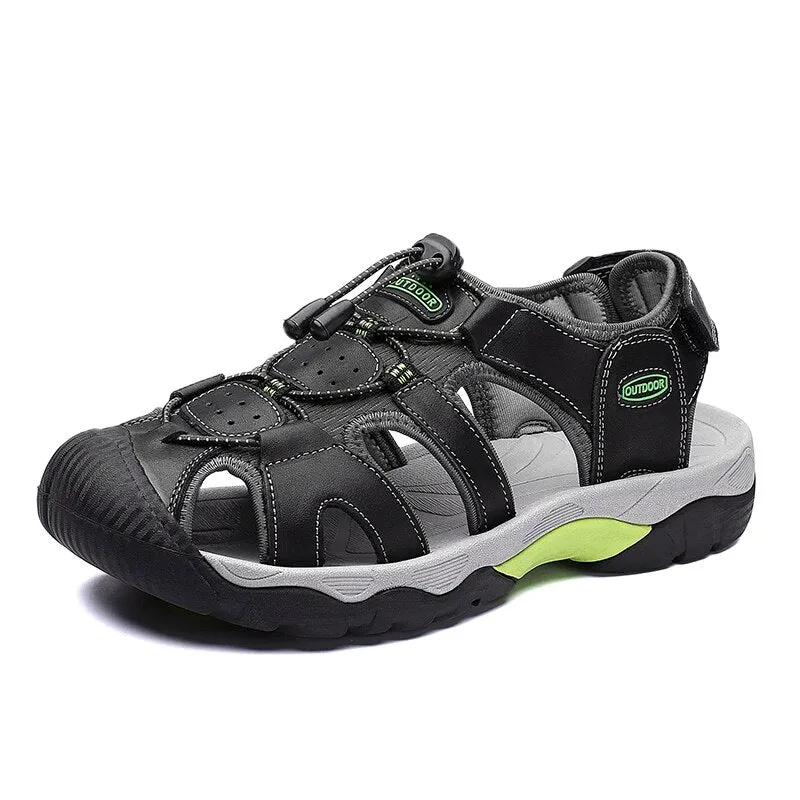 Big Size Men Genuine Leather Sandals Summer Comfortable Casual Men Shoes Vacation Beach Shoes Fashion Outdoor Non-Slip Sneakers
