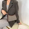 Fashion Plaid Pattern Crossbody Purse Women Woolen Shoulder Bag (Coffee)