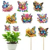 (US Local)6Pcs DIY Stakes Diamond Painting Kits Diamond Art Kits (Butterfly Flower)