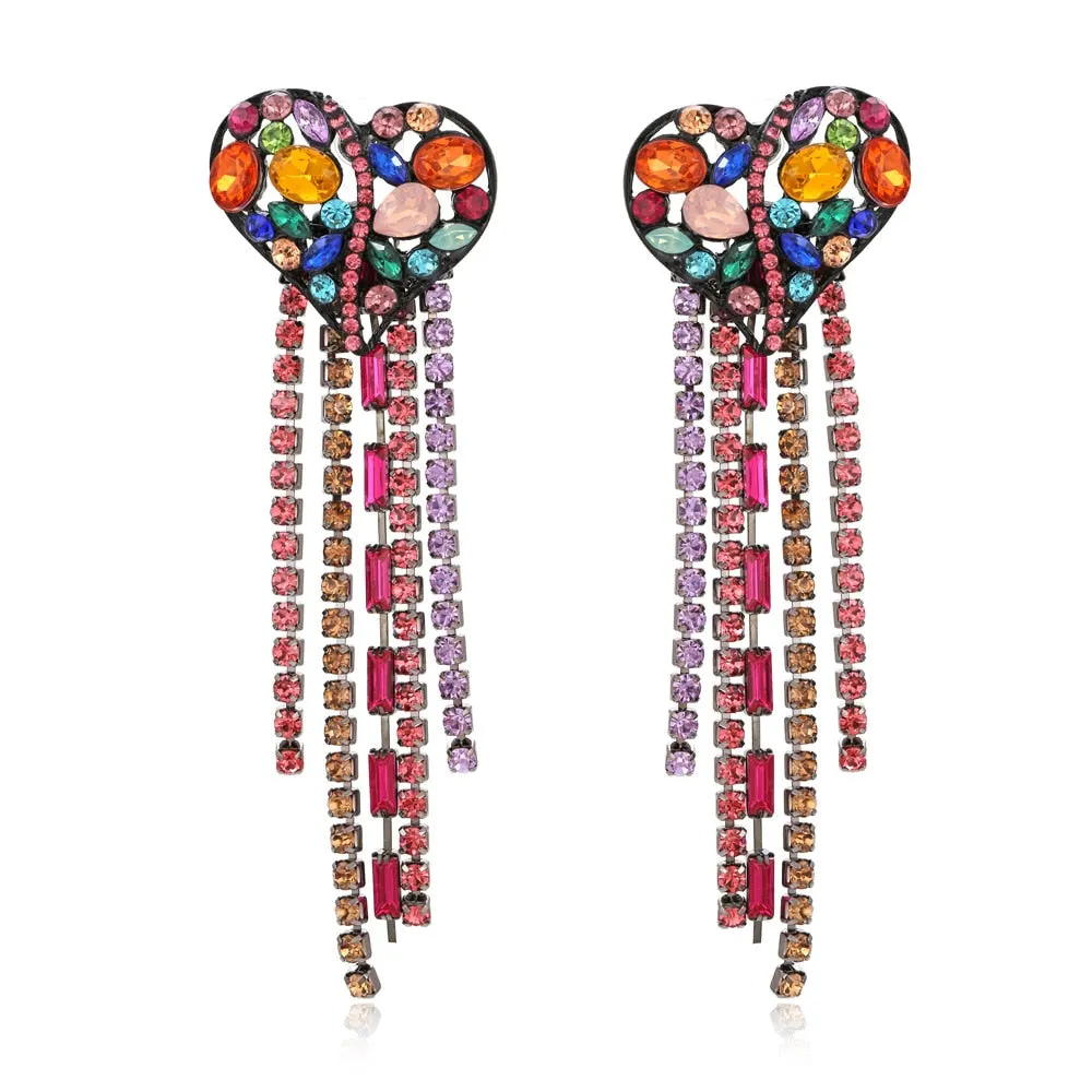 Dvacaman Newest Multicolor Crystal Drop Earrings Fine Jewelry Accessories For Women Fashion Rhinestone Tassel Earrings Wholesale
