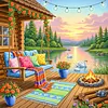 Diamond Painting -DIY Round Drill Lakeside Cabin