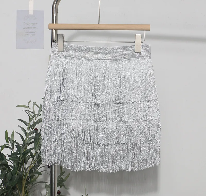 Churchf Shiny Tassel Dress Girl Autumn Design Small Babes Dance Irregular A Short Skirt 9039