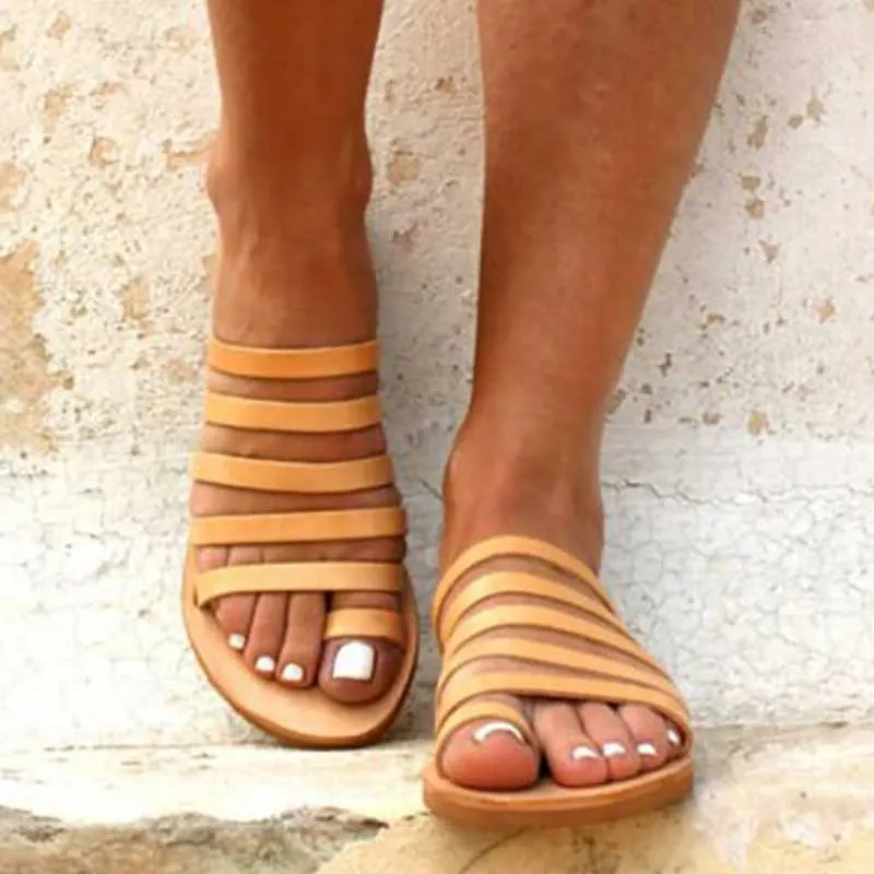 Women Flat Sandals Summer 2019 Gladiator Sandals Ladies Strap Slippers Roman Female Flip Flops Outdoor Casual Sandales Femme