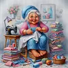 Happy Old Lady - 11CT Stamped Cross Stitch - 45*45cm