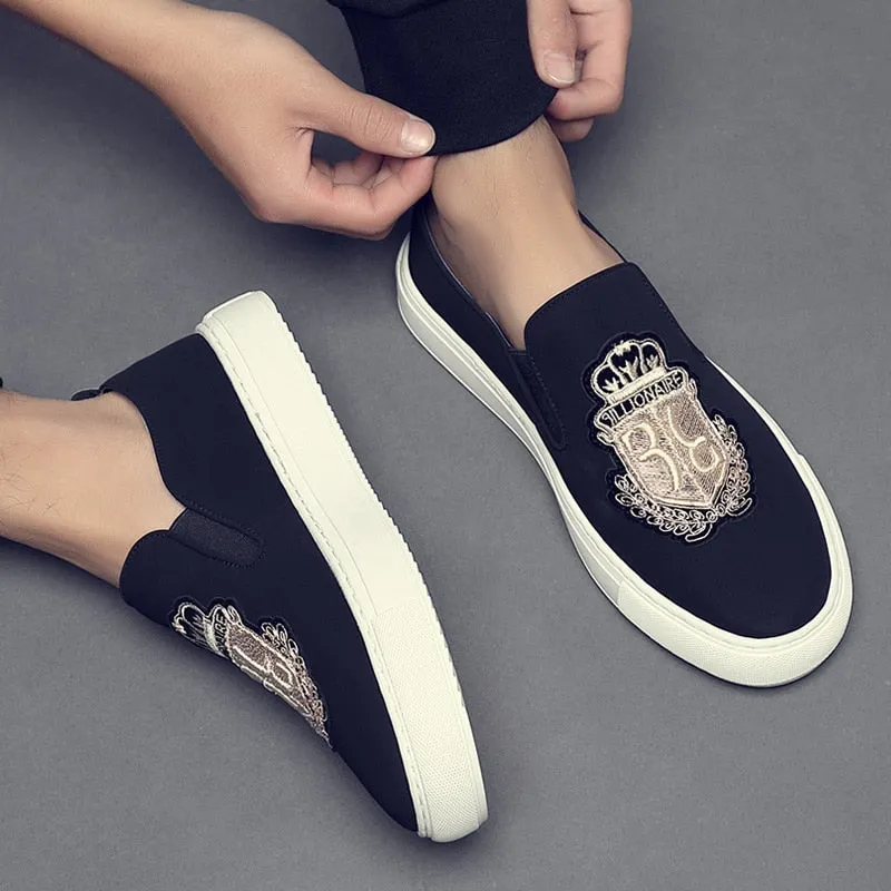 2020 Autumn New Man Leather Casual Shoes Man Fashion Slip-On Man Luxury Embroidery Suede Leather Shoes Trend Loafers