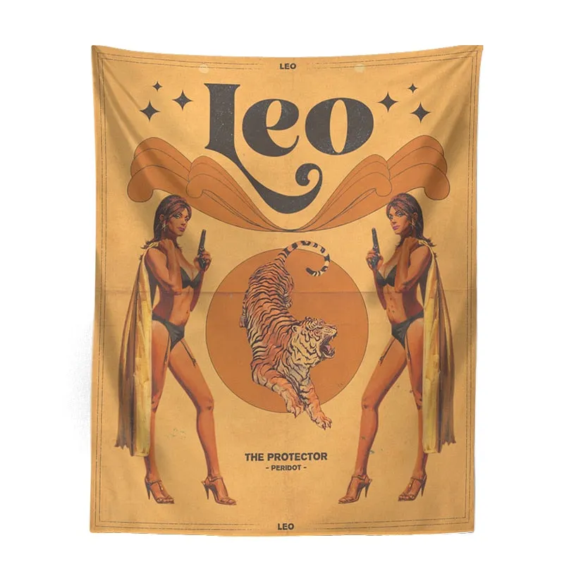 12Constellation Tarot Tapestry retro modern woman Tarot Wall Hanging sexy woman Room Decor Bedspread Cover Sun starry Wall Decor