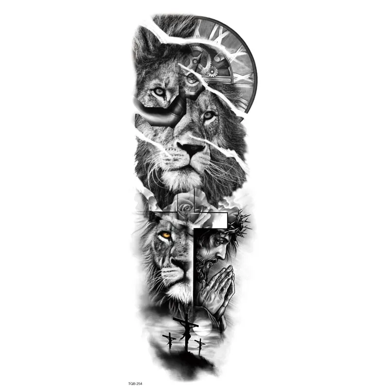 Fake Tattoo Dragon For Men Waterproof Sleeves Angel Tiger Snake Animal Stickers Waterproof Temporary Tattoos Skeleton Hand